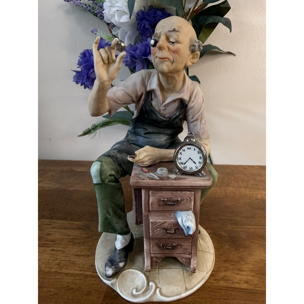 Vintage A. Benni Watchmaker Figurine #1045 Porcelain Capodimonte Style Japan